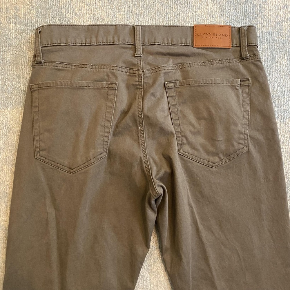 Lucky Brand 121 Slim Straight Pants Mens 33x32 Brown Stretch 5 Pocket Jeans - Picture 12 of 14